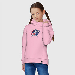 Толстовка оверсайз детская Columbus blue jackets - hockey team - emblem, цвет: светло-розовый — фото 2