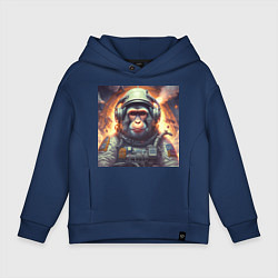 Толстовка оверсайз детская Обезьяна космонавт, цвет: тёмно-синий