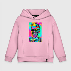 Толстовка оверсайз детская Cool skull - pop art - vogue, цвет: светло-розовый