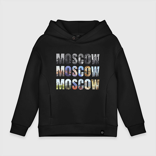 Детское худи оверсайз Moscow - Москва / Черный – фото 1