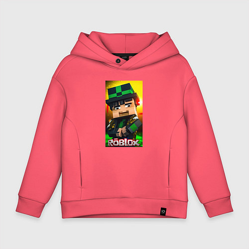 Детское худи оверсайз Roblox green man / Коралловый – фото 1