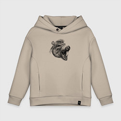 Толстовка оверсайз детская Кабан рычит, цвет: миндальный