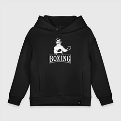 Толстовка оверсайз детская Boxing man, цвет: черный