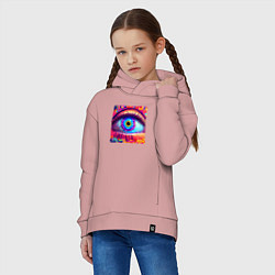 Толстовка оверсайз детская Глаз в стиле арт, цвет: пыльно-розовый — фото 2
