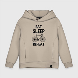 Толстовка оверсайз детская Eat sleep bike repeat, цвет: миндальный