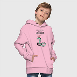 Толстовка оверсайз детская Змея в шкуре зайца прикольная, цвет: светло-розовый — фото 2