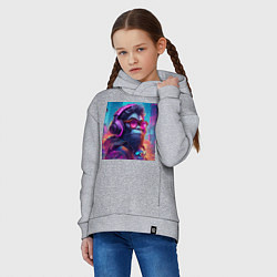 Толстовка оверсайз детская Обезьяна в наушниках и очках, цвет: меланж — фото 2