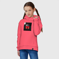Толстовка оверсайз детская Красный джип в ночном пейзаже спортивная машина, цвет: коралловый — фото 2