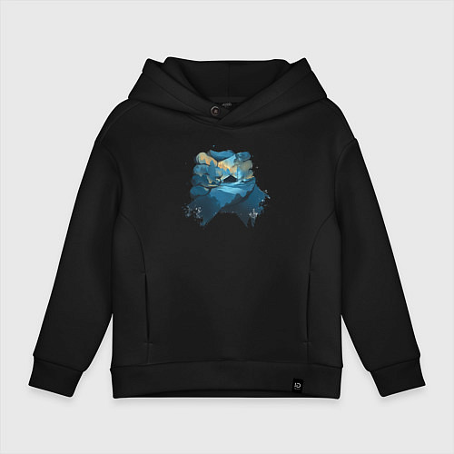 Детское худи оверсайз Рукопожатие Кратоса и Атрея gow ragnarok / Черный – фото 1