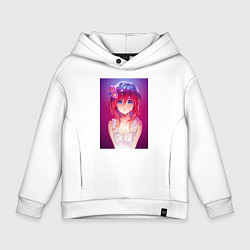 Толстовка оверсайз детская Anime Girl refflex, цвет: белый