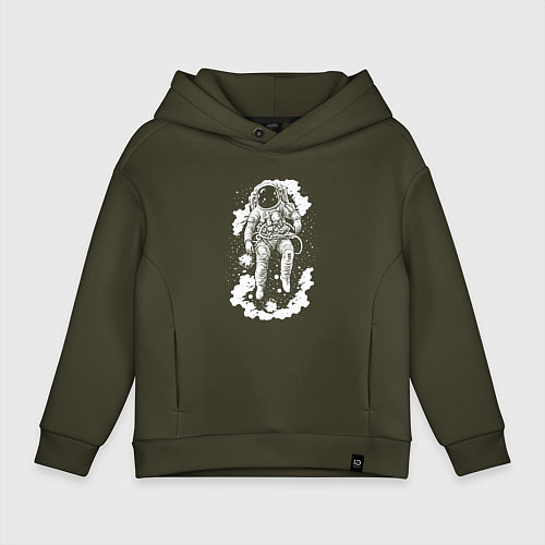 Детское худи оверсайз Космонавт среди звезд / Хаки – фото 1
