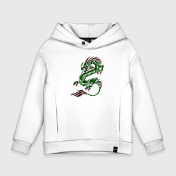 Толстовка оверсайз детская Символ года - зелёный дракон, цвет: белый