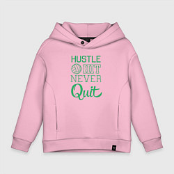 Толстовка оверсайз детская Hustle hit never quit, цвет: светло-розовый