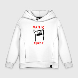 Толстовка оверсайз детская Panic mode - котик, цвет: белый