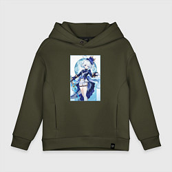 Толстовка оверсайз детская Фурина - Геншин импакт, цвет: хаки