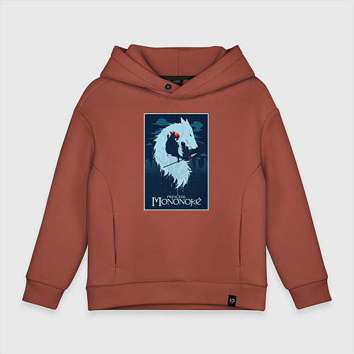 Детское худи оверсайз Мононоке волчица / Кирпичный – фото 1