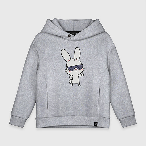 Детское худи оверсайз Заяц в очках / Меланж – фото 1