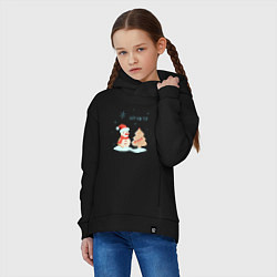 Толстовка оверсайз детская Снеговик с имбирной ёлкой, цвет: черный — фото 2