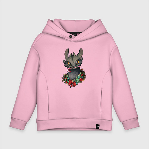 Детское худи оверсайз Новогодний Беззубик / Светло-розовый – фото 1
