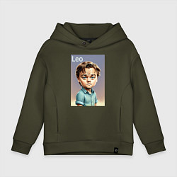 Толстовка оверсайз детская Мультяшный Леонардо Ди Каприо - нейросеть, цвет: хаки