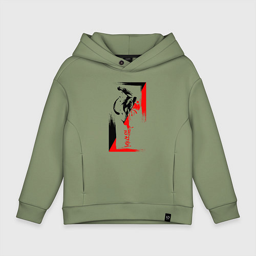 Детское худи оверсайз Боевые искуства black and red / Авокадо – фото 1