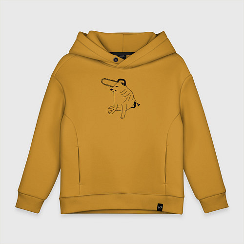 Детское худи оверсайз Мем собака человек бензопила / Горчичный – фото 1