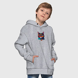 Толстовка оверсайз детская Модный кот в очках, цвет: меланж — фото 2