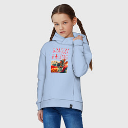 Толстовка оверсайз детская Dragon cool racer - ai art, цвет: мягкое небо — фото 2