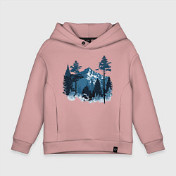 Толстовка оверсайз детская Графика горный пейзаж, цвет: пыльно-розовый