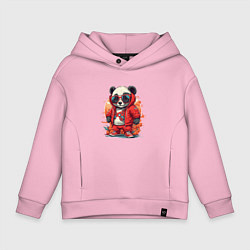 Толстовка оверсайз детская Крутая панда в очках, цвет: светло-розовый