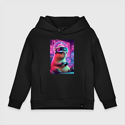 Толстовка оверсайз детская Каппи в виртуальном шлеме, цвет: черный