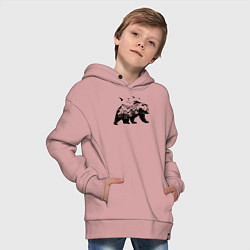 Толстовка оверсайз детская Силуэт тайги в медведе, цвет: пыльно-розовый — фото 2