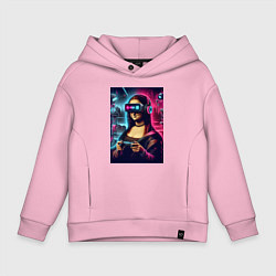 Толстовка оверсайз детская Mona Lisa is an avid gamer - fantasy, цвет: светло-розовый