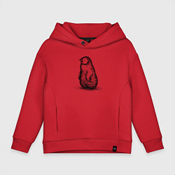 Толстовка оверсайз детская Пингвиненок пушистый, цвет: красный
