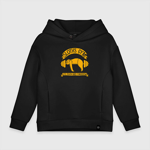 Детское худи оверсайз Завтра буду усердно тренироваться / Черный – фото 1