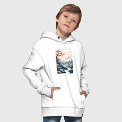 Толстовка оверсайз детская Горный пейзаж в японском стиле, цвет: белый — фото 2