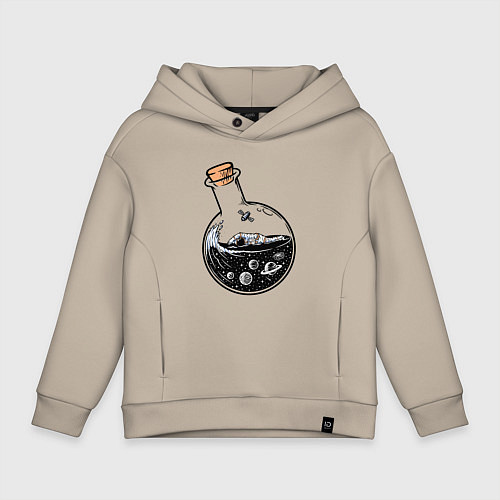 Детское худи оверсайз Космос в колбе / Миндальный – фото 1
