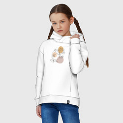 Толстовка оверсайз детская Девушка с цветами лайн арт, цвет: белый — фото 2