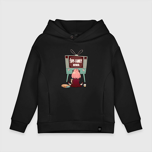 Детское худи оверсайз Аня из аниме и манги spy x family / Черный – фото 1