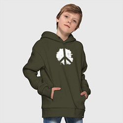 Толстовка оверсайз детская White peace, цвет: хаки — фото 2