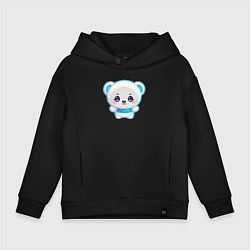 Толстовка оверсайз детская Белый полярный медвежонок, цвет: черный