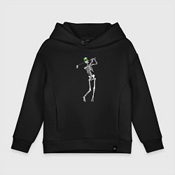 Толстовка оверсайз детская Golfing skeleton, цвет: черный