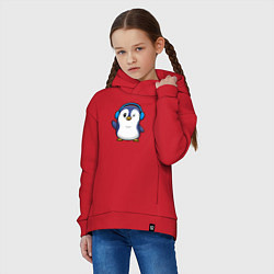 Толстовка оверсайз детская Привет от пингвина, цвет: красный — фото 2