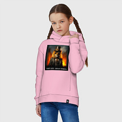 Толстовка оверсайз детская Лев в цилиндре: хамить мне плохая примета, цвет: светло-розовый — фото 2