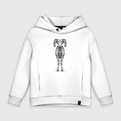 Толстовка оверсайз детская Баран анфас, цвет: белый