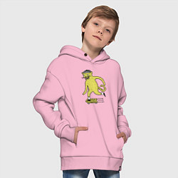 Толстовка оверсайз детская Кот скейтбордист, цвет: светло-розовый — фото 2