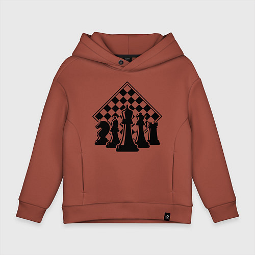 Детское худи оверсайз The chessboard / Кирпичный – фото 1