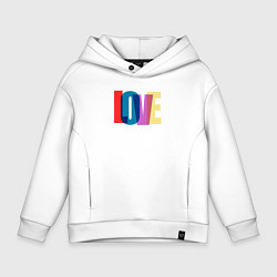 Толстовка оверсайз детская Наложенный love, цвет: белый