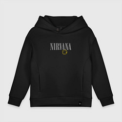 Толстовка оверсайз детская Nirvana logo smile, цвет: черный
