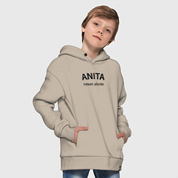 Толстовка оверсайз детская Anita never alone - motto, цвет: миндальный — фото 2